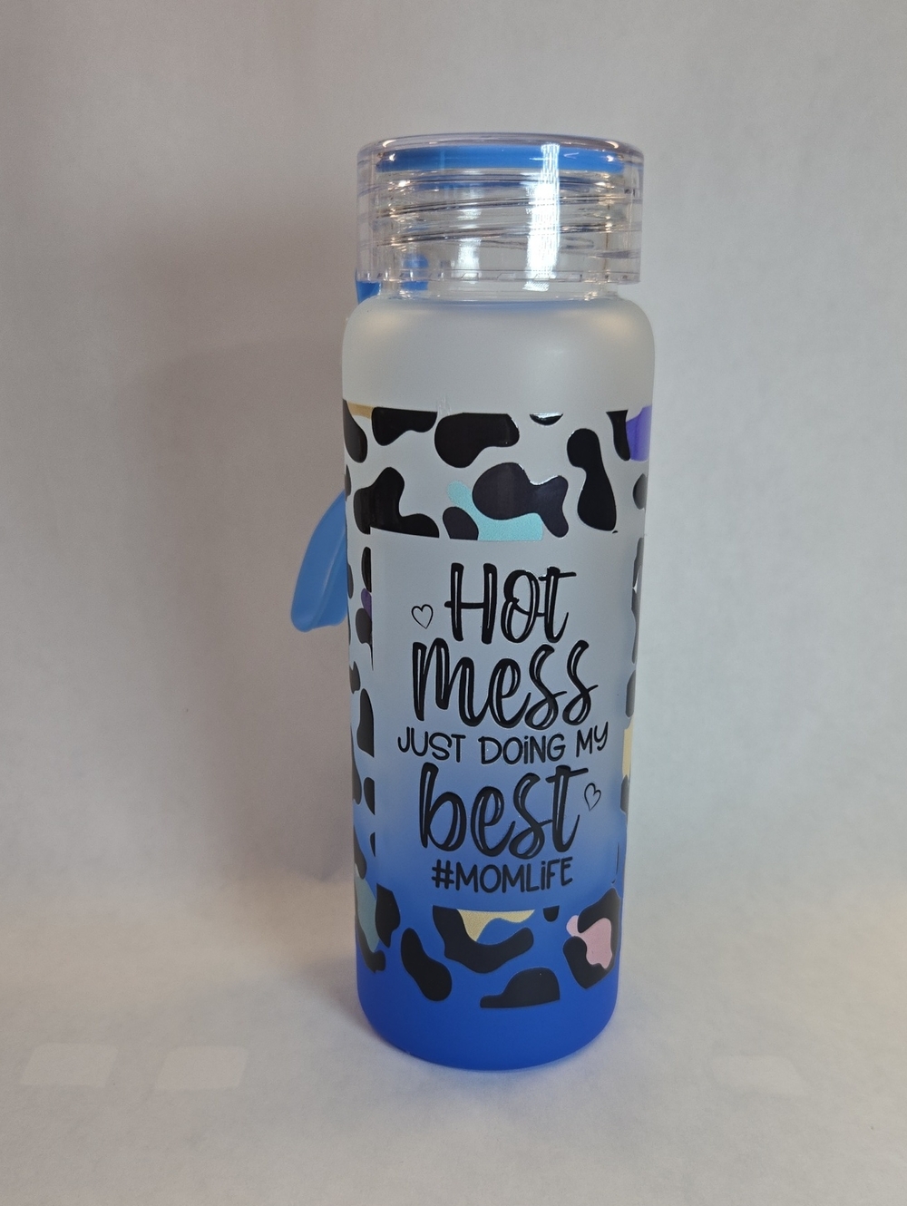 Blue Ombre 'Hot Mess Just Doing My Best' Water Bottle - Stylish Mom Life Bottle